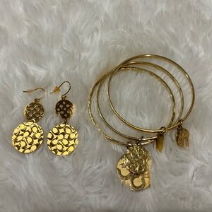 Coach gold bangles and earrings, only worn once.